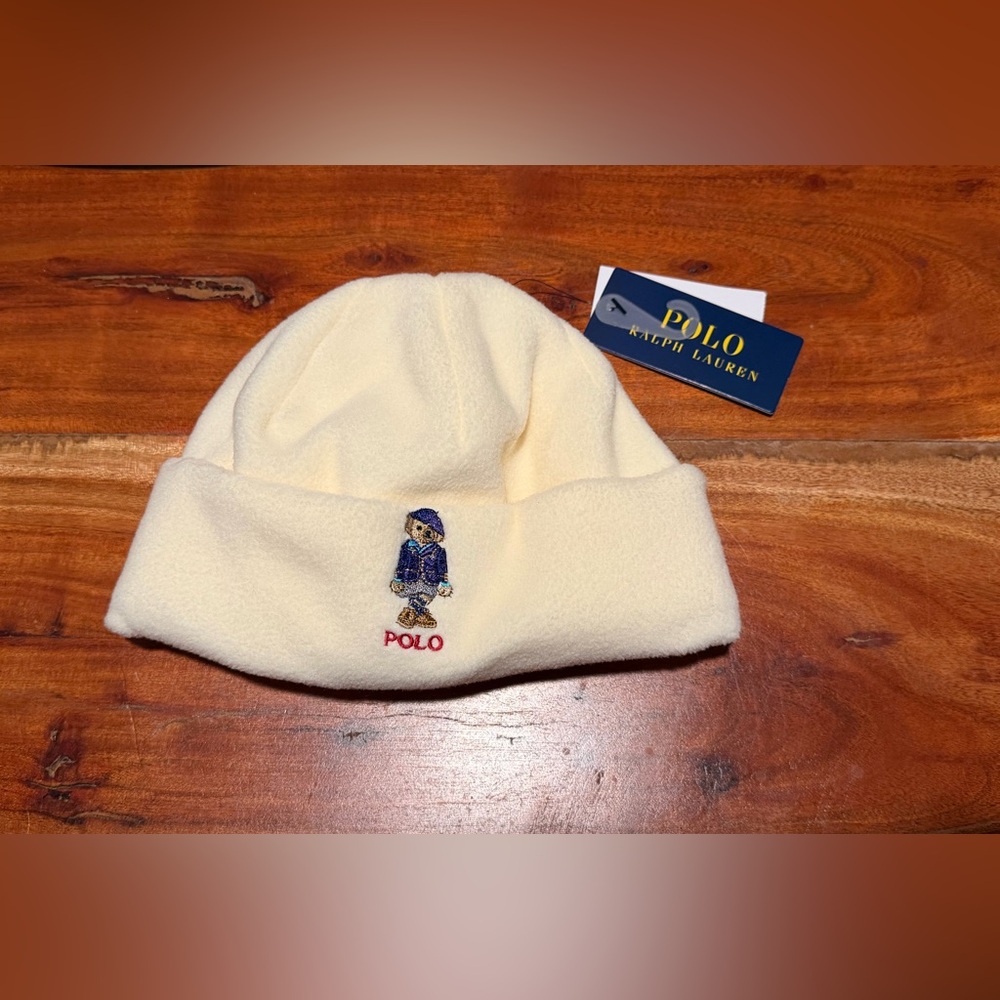 Polo Ralph Lauren Polar Fleece Beanie Chic Cream NWT